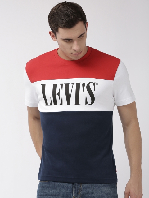 

Levis Men Red & Navy Blue Printed Round Neck T-shirt