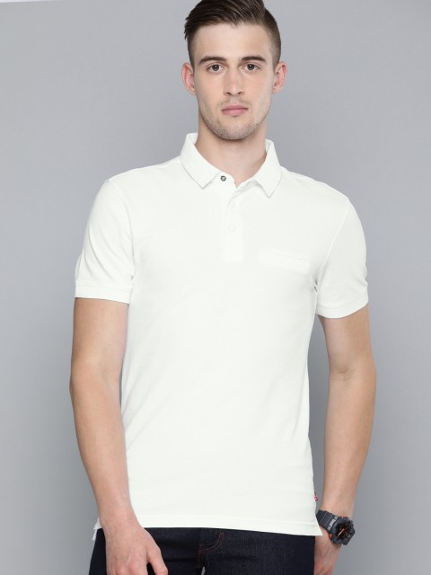 

Levis Men White Solid Polo Collar T-shirt