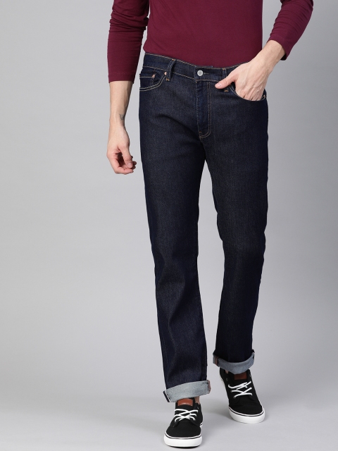 

Levis Men Navy Blue 513 Slim Straight Fit Mid-Rise Clean Look Stretchable Jeans