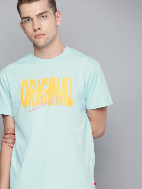 

Levis Men Blue Printed Round Neck Pure Cotton T-shirt