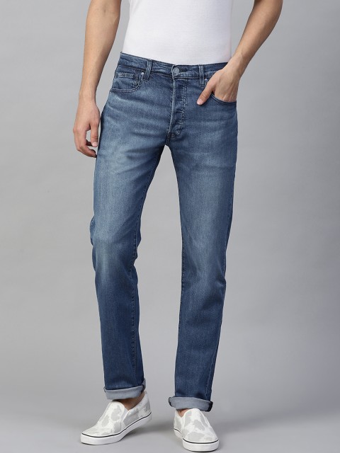 

Levis Men Blue 501 Original Straight Fit Mid-Rise Clean Look Jeans