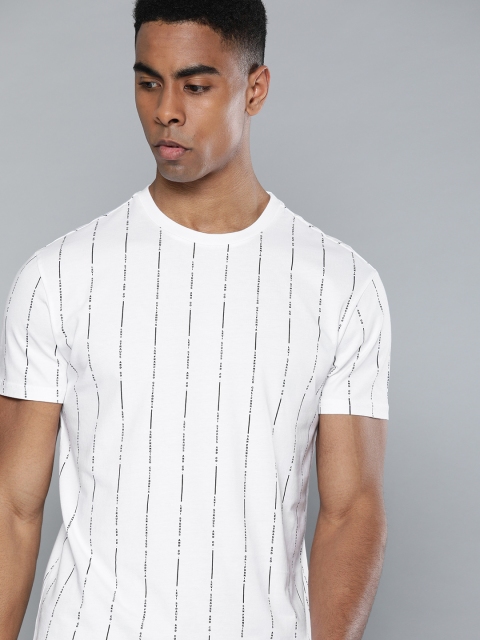 

Levis Men White & Black Striped Round Neck T-shirt