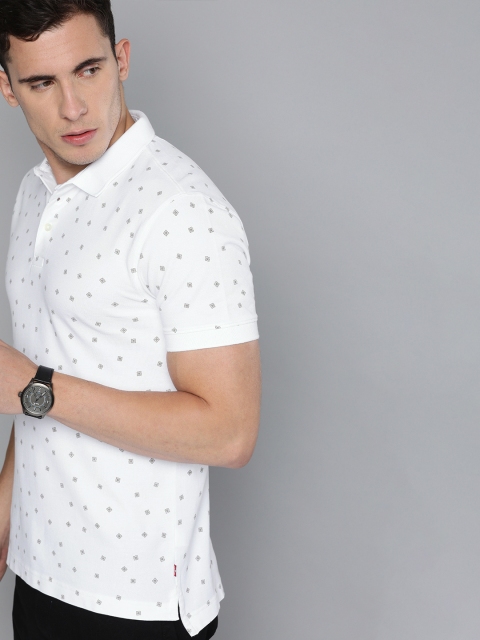 

Levis Men White & Grey Printed Polo Collar T-shirt