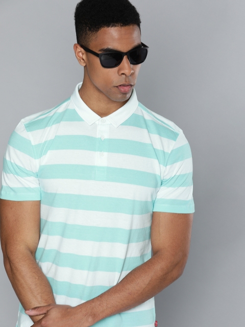 

Levis Men White Striped Polo Collar T-shirt