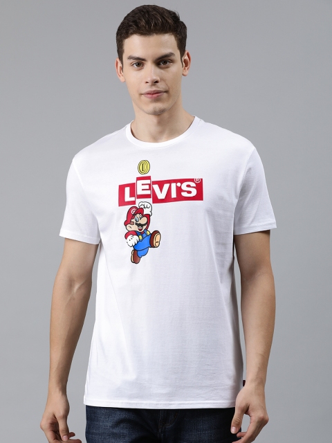 

Levis Men White Super Mario Printed Round Neck Pure Cotton T-shirt
