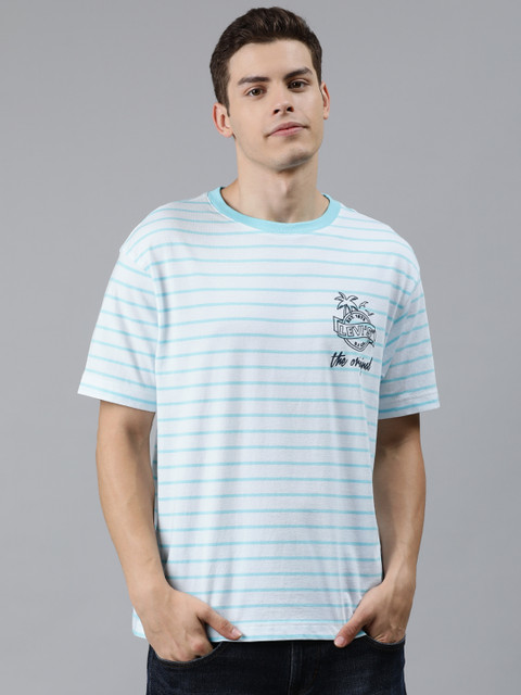 

Levis Men Blue Striped Round Neck Pure Cotton T-shirt