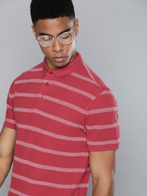 

Levis Men Red & White Striped Polo Collar T-shirt