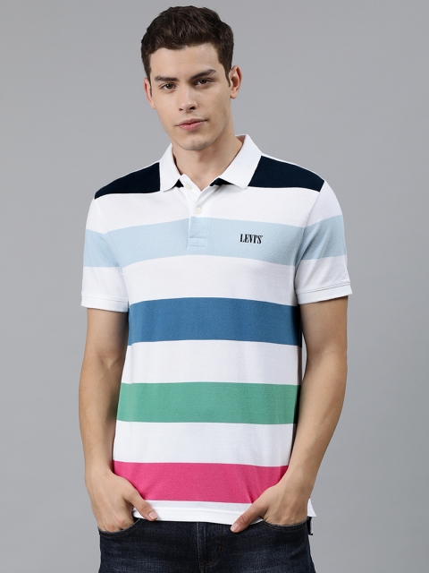 

Levis Men Multicoloured Striped Polo Collar Pure Cotton T-shirt, Multi