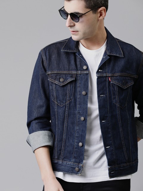 

Levis Men Blue Solid Denim Jacket