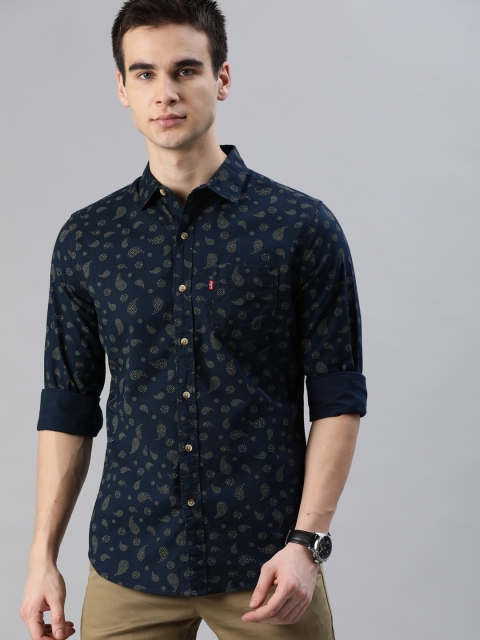 

Levis Men Navy Blue Slim Fit Ethnic Motifs Printed Casual Shirt