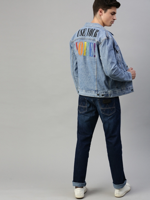 

Levis Men Blue Embroidered Denim Jacket