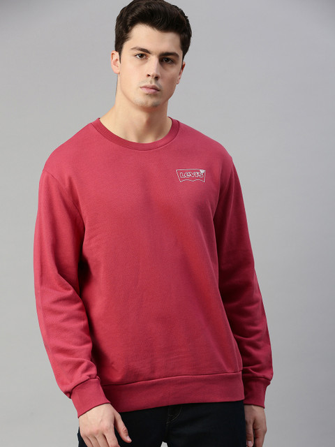 

Levis Men Red Solid Sweatshirt with Brand Logo Detail