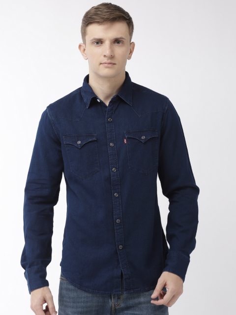 

Levis Men Blue Slim Fit Solid Casual Shirt