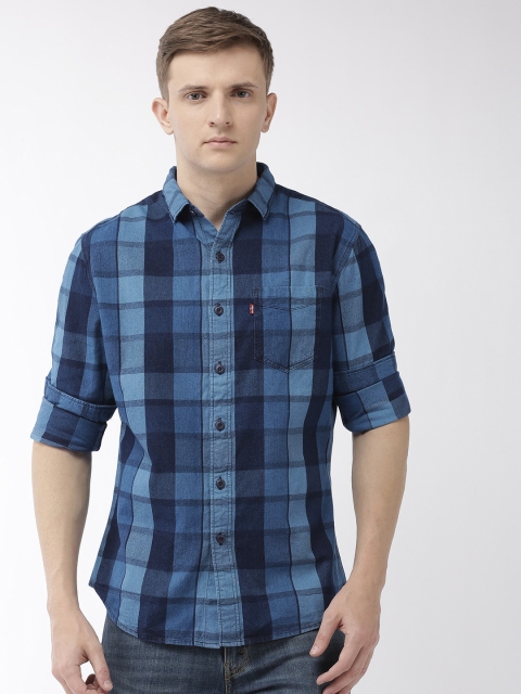 

Levis Men Blue Slim Fit Checked Casual Shirt
