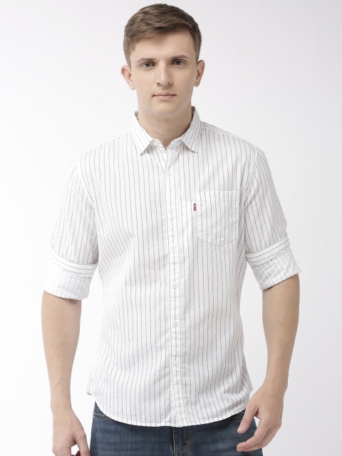 

Levis Men White & Black Regular Fit Striped Casual Shirt