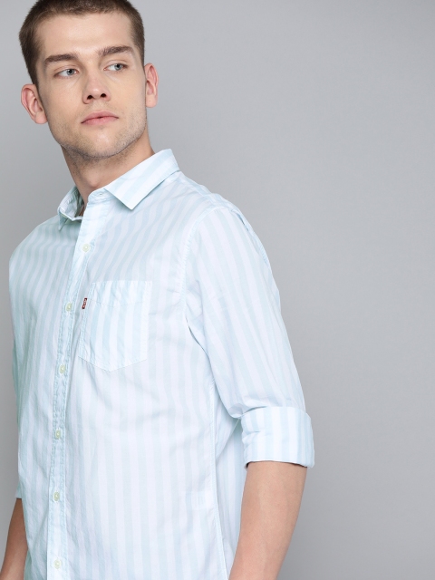 

Levis Men Blue & White Slim Fit Striped Casual Shirt