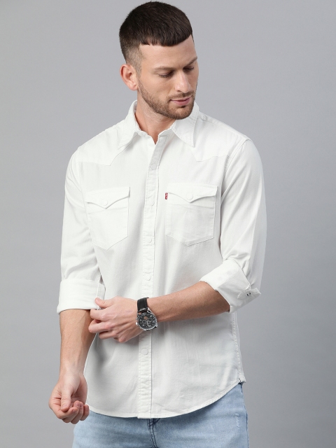 

Levis Men White Regular Fit Solid Casual Shirt