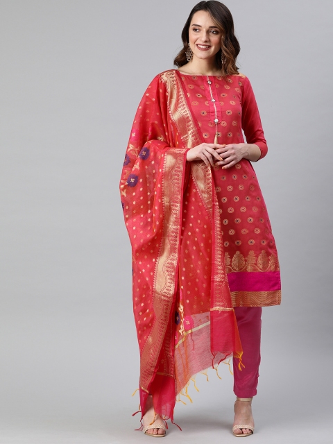 

Rajnandini Pink Silk Blend Unstitched Dress Material