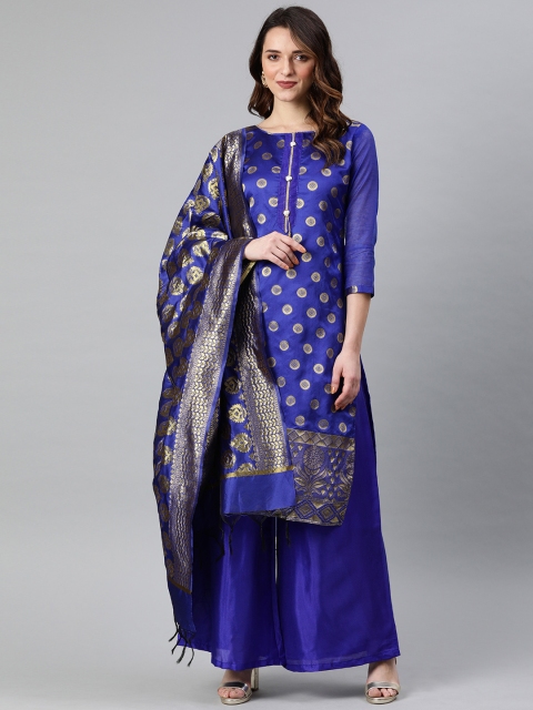 

Rajnandini Blue Silk Blend Unstitched Dress Material