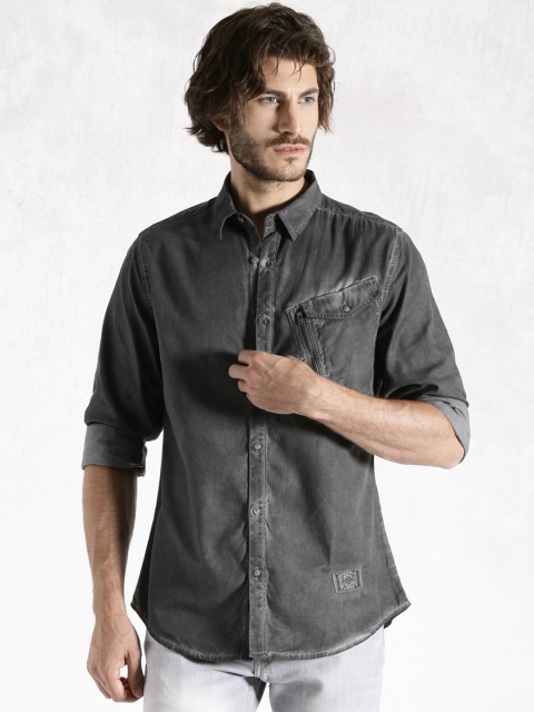 

RDSTR Charcoal Grey Washed Casual Shirt