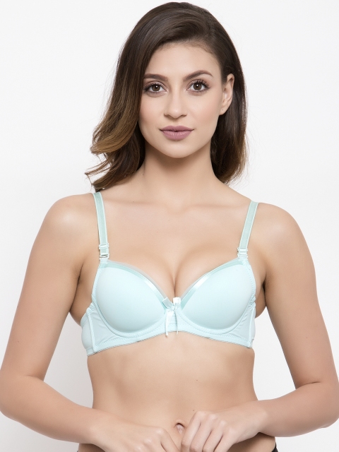 

Friskers Sea Green Solid Underwired Lightly Padded Push-Up Bra OO-303-11
