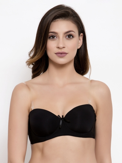 

Friskers Black Solid Underwired Lightly Padded Push-Up Bra OO-990-01