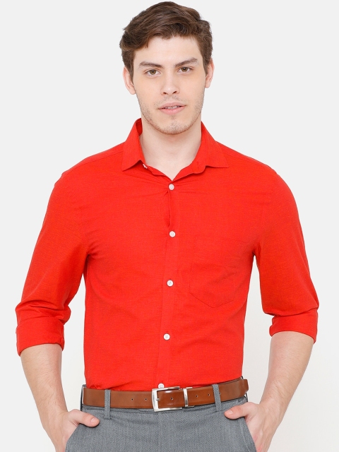 

CAVALLO by Linen Club Men Cotton Linen Red Regular Fit Solid Formal Shirt