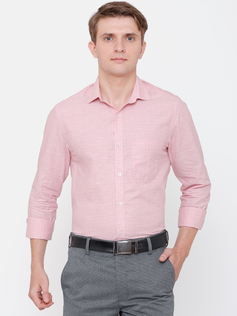 

CAVALLO by Linen Club Men Cotton Linen Pink Regular Fit Checked Sustainable Formal Shirt