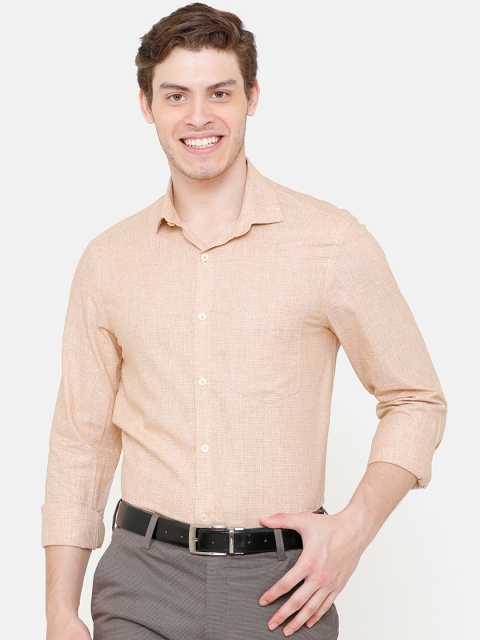 

CAVALLO by Linen Club Men Brown Regular Fit Solid Linen Formal Shirt