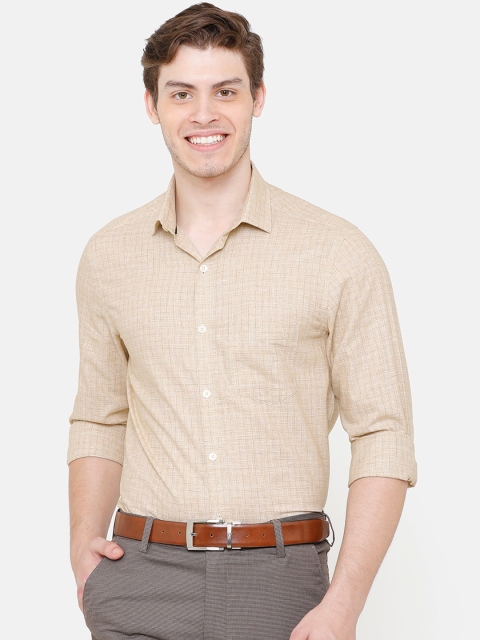 

CAVALLO by Linen Club Men Cotton Linen Brown Regular Fit Self Design Sustainable Formal Shirt