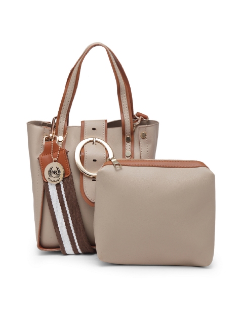 

Moedbuille Brown Solid Handheld Bag With Pouch
