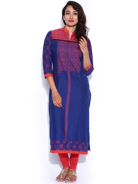 

Vishudh Orange & Blue Printed Kurta