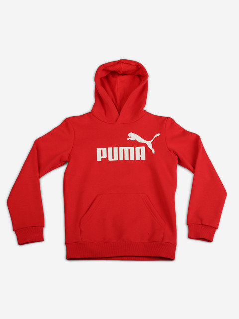 

Puma Boys Red & White Printed ESS Logo Hoody Sweatshirt