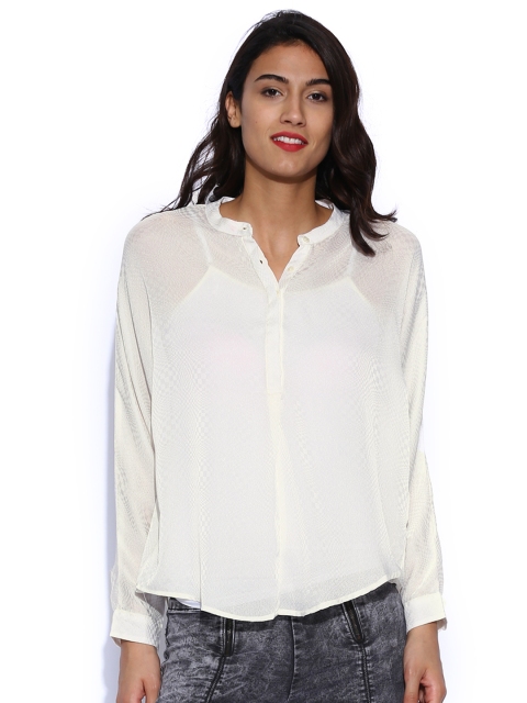 

Folklore Off-White Sheer Top