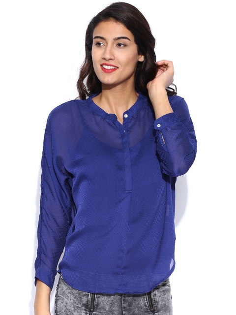 

Folklore Women Blue Self Design Top