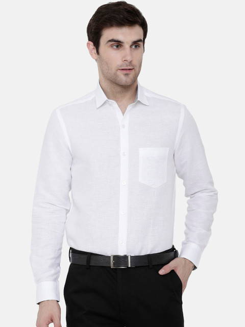 

CAVALLO by Linen Club Men Cotton Linen White Regular Fit Solid Sustainable Formal Shirt