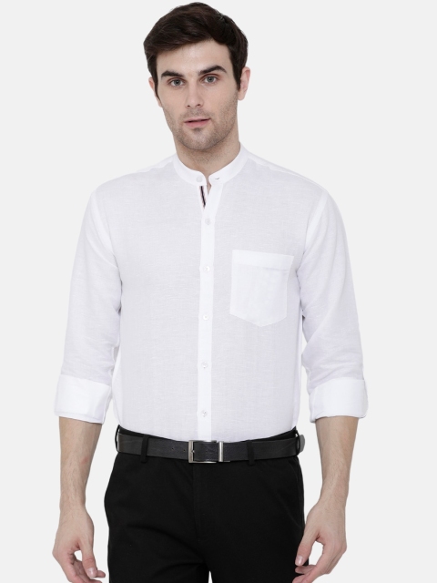 

CAVALLO by Linen Club Men Cotton Linen White Regular Fit Solid Sustainable Formal Shirt