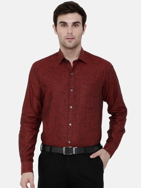 

CAVALLO by Linen Club Men Cotton Linen Red Regular Fit Solid Sustainable Formal Shirt