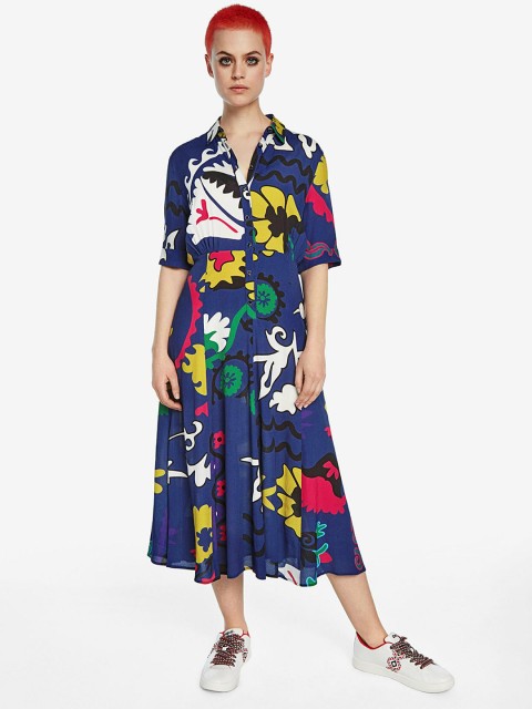 

Desigual Women Blue Printed Shirt Dress