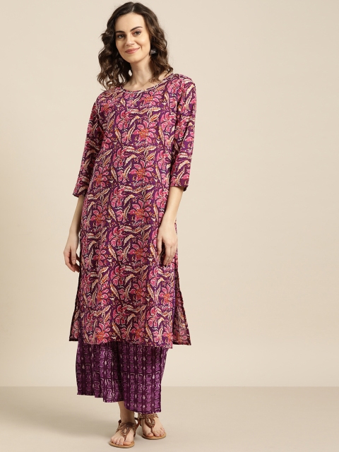 

Sangria Women Purple & Pink Printed Kurta with Palazzos