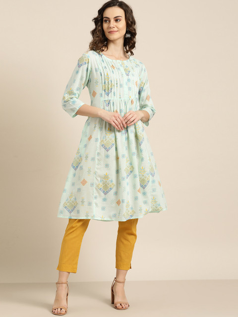 

Sangria Women's Sea Green & Blue Printed Tunic