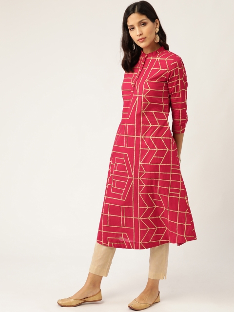 

Sangria Women Red & Golden Printed A-Line Kurta
