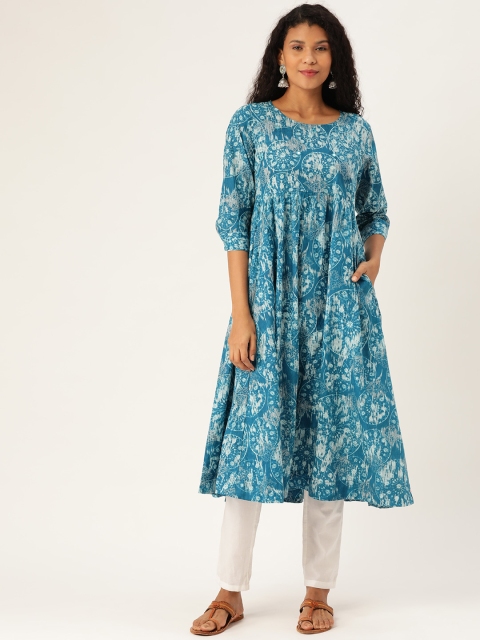 

Sangria Women Blue & Grey Ethnic Printed Anarkali Kurta