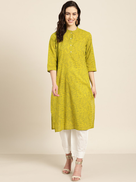 

Sangria Women Green Printed Straight Kurta