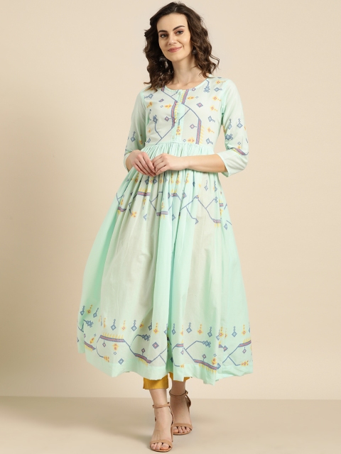 

Sangria Women Sea Green Printed Empire A-Line Kurta