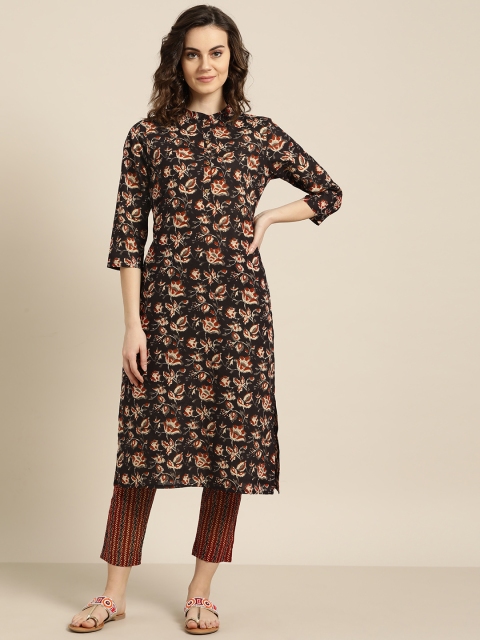 

Sangria Women Black & Maroon Printed Kurta with Trousers