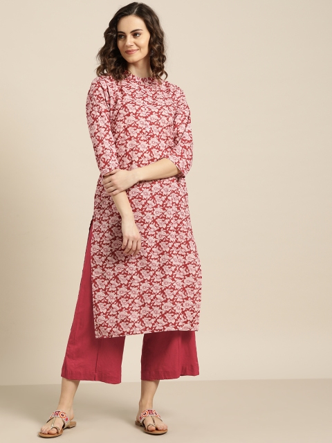 

Sangria Women Maroon & Pink Printed Kurta with Palazzos