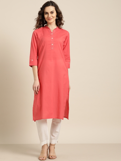 

Sangria Women Coral Orange Solid Straight Kurta