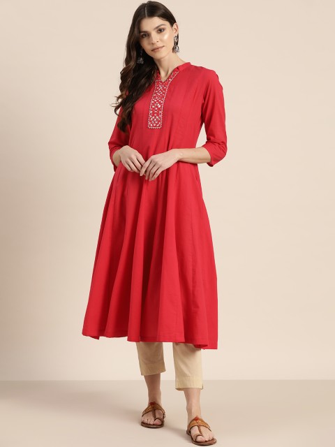 

Sangria Women Red Solid Anarkali Kurta