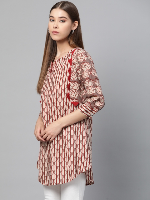 

Sangria Women Charcoal Grey & Beige Printed Pure Cotton A-Line Kurti